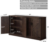 Sideboard Buffet Cabinet with Storage - 65 Inch Farmhouse Kitchen Pantries Sideboard Cabinets with Adjustable Shelves