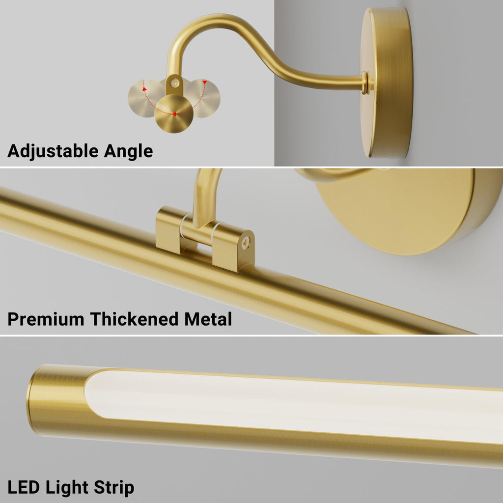 Hard-Wired LED Picture Lights for Paintings 3CCT Dimmable Long Art Lights for Paintings Gold Gallery Light