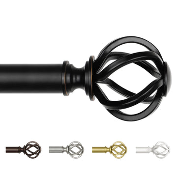 Curtain Rods for Windows 48 to 84, Black Adjustable Drapery Rod