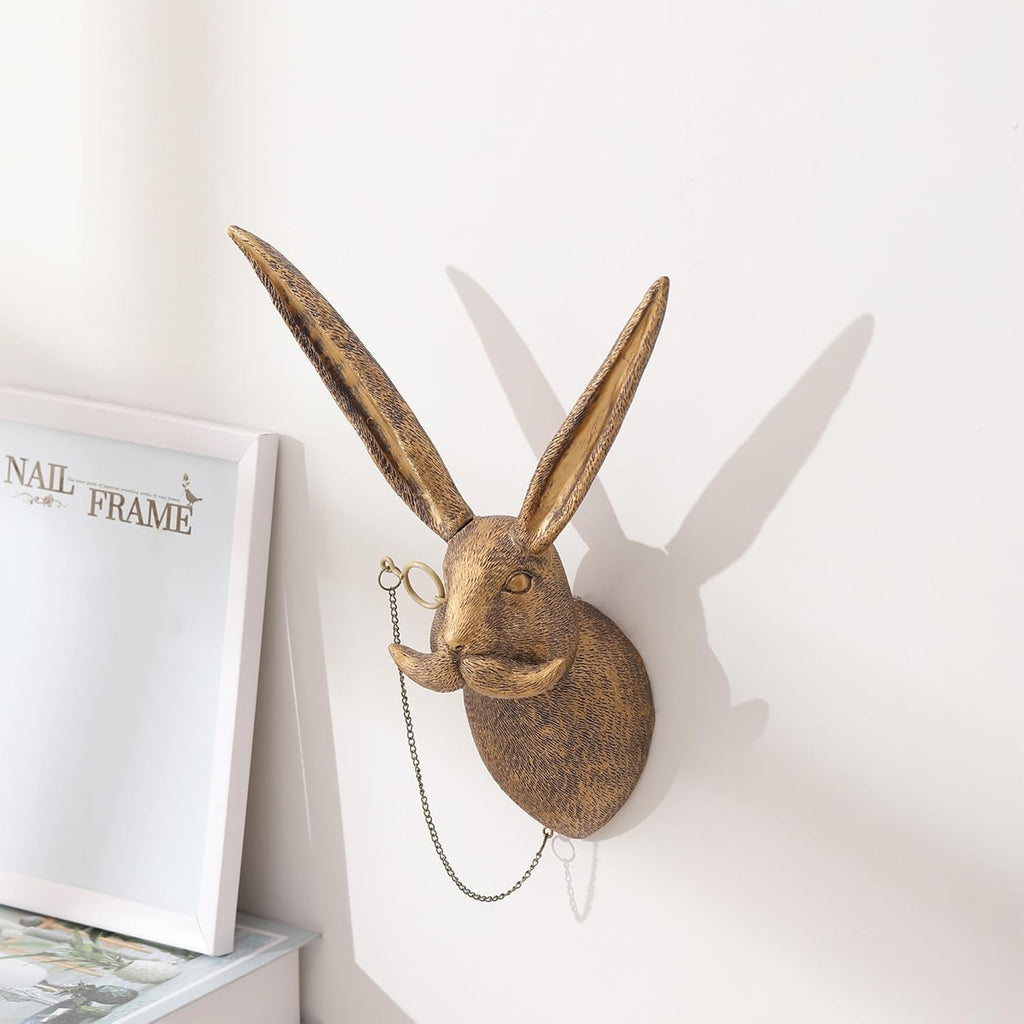 Art Deco Animal Head Wall Sculpture - Brass-Toned Resin