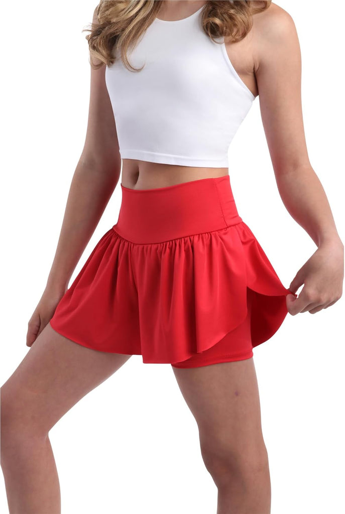Girls Athletic Skort - 2 Pack Girls Butterfly Shorts with Spandex Lining Skirts with Shorts: Made in USA