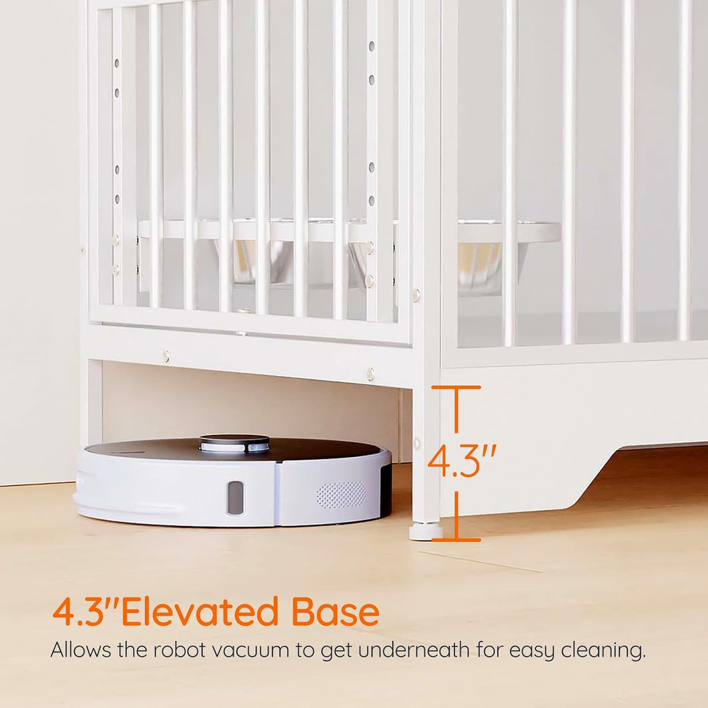 74.8" Dog Crate Furniture for 2 Dogs, Wooden Dog Kennel Indoor with Dog Bowls, Extra Large Double Doors Dog Crate TV