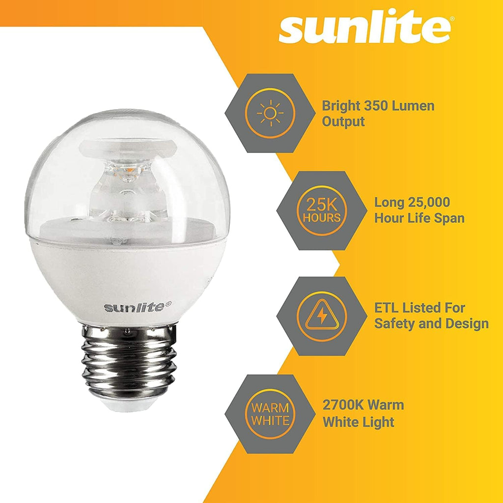 G16 LED Dimmable Decorative Globe Vanity Light Bulbs, Clear, 5W (40W Equiv.), 350 Lumens, Medium E26 Base, Mirror