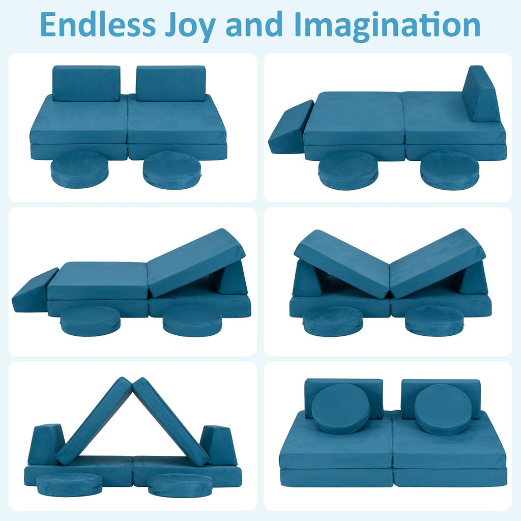 Modular Kids Play Couch, 6 PCS Toddler Creative Sectional Fort Building Sofa for Playroom, Bedroom, Children