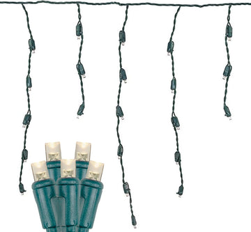 Christmas LED Icicle Light Set, Warm White, Green Wire
