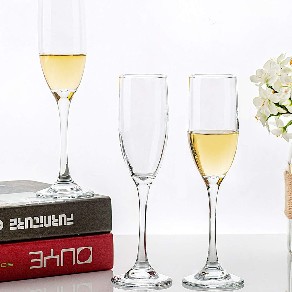 Classic Champagne Flutes, Set of 12, 6 Oz Premium Stemmed Champagne Glasses, Sparkling Wine Glass