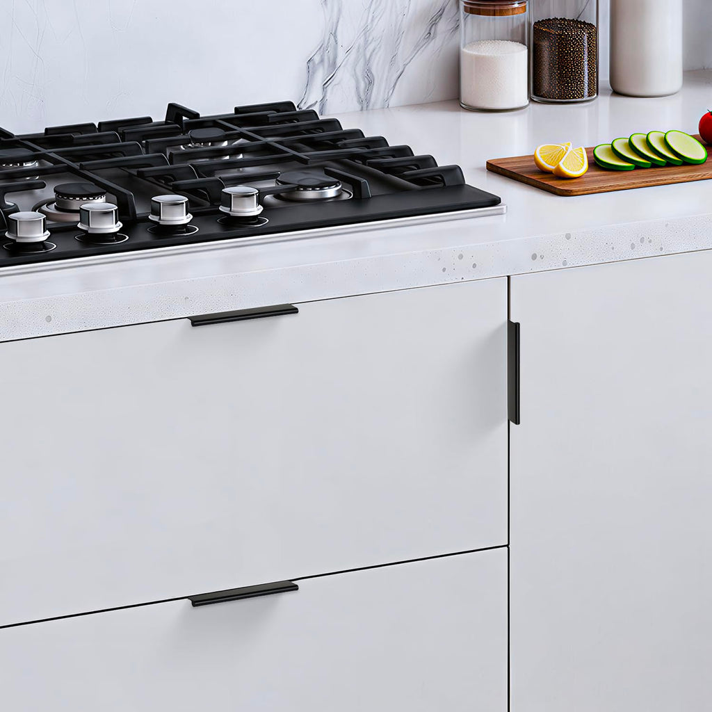 Matte Black Cabinet Pulls Finger Edge Pulls 3-3/4 Inch 30 Pack