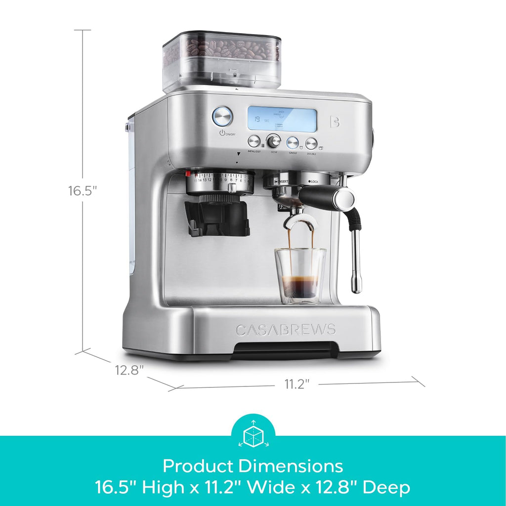 Espresso Machine with Grinder and Milk Frother Steam Wand