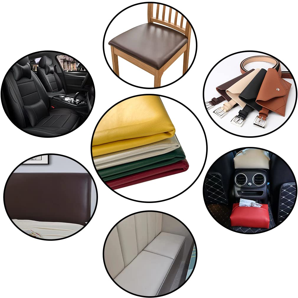 Faux Leather Fabric 1 Yard 54" x 36" Soft Solid Color Crafts Material 0.9mm Thick Perfect for Upholstery Covers