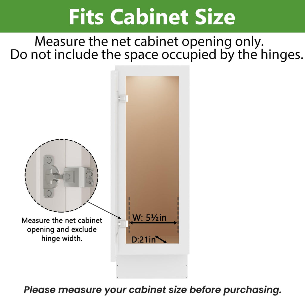 Pull Out Cabinet Organizer Spice Rack for Narrow Cabinet 5" W x 201⁄2" D, Slide Out Wood Shelves Storage