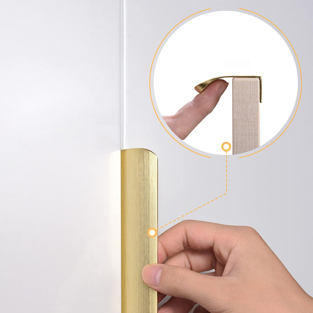 Brushed Brass Edge Finger Tab Pull for Cabinets Kitchen Concealed Aluminum Bathroom Closet Handles Bar Drawer pulls