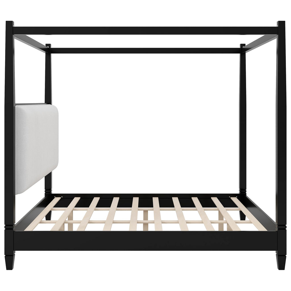 Cara Wooden Canopy Bed Frame with Headboard, 4 Poster Platform Bed Frame with Wooden Slat Supports and