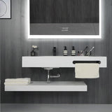 48"x19" Wall-Mount Stone Resin Bathroom Sink Rectangular Vessel Sinks for Bathroom Floating Vanity Sink Trough