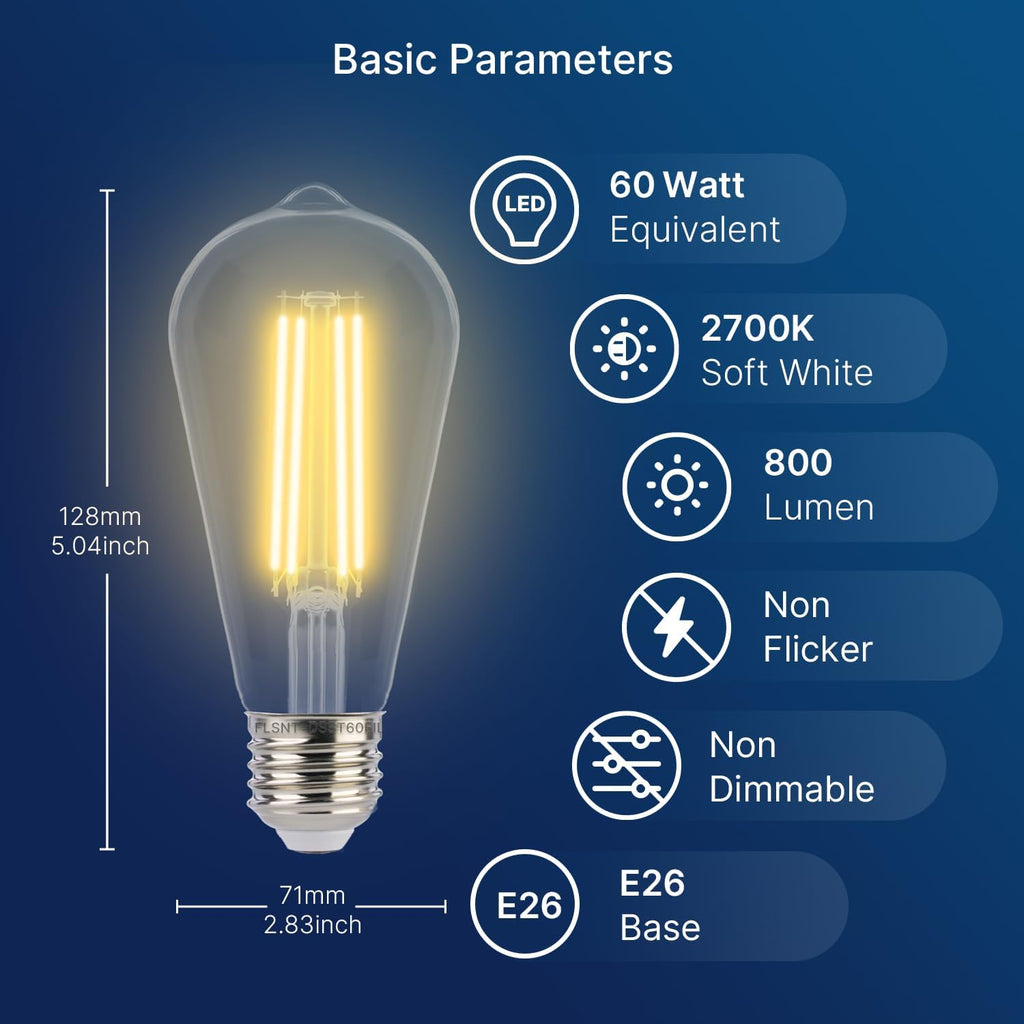 Dusk to Dawn Outdoor Sensor ST19 LED Light Bulb, 7W (60W Eqv.), 800LM,Vintage Filament E26 Base, Auto On/Off