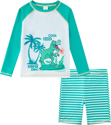 Boys Rash Guard Set UPF 50+ Long Sleeve Swimsuits