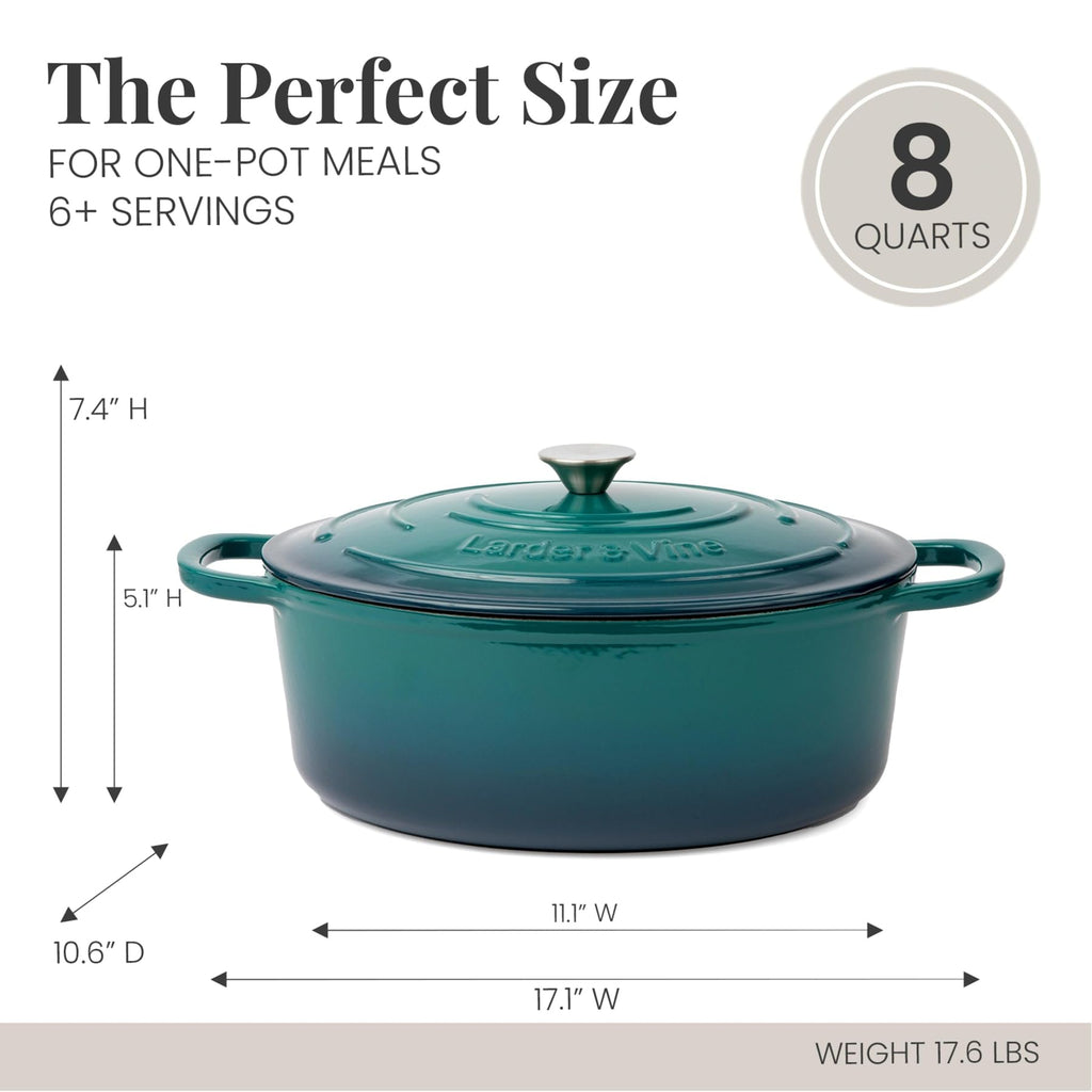 8 qt Oval Enameled Cast Iron Dutch Oven Pot, Bondi