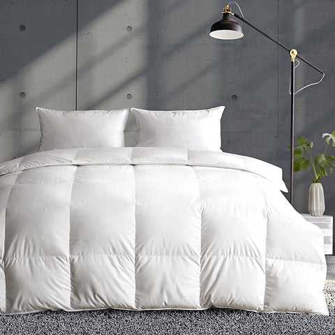 Fluffy Down Feather Fibers Comforter King, Organic Cotton Cover Down Feather Fibers Duvet Insert for