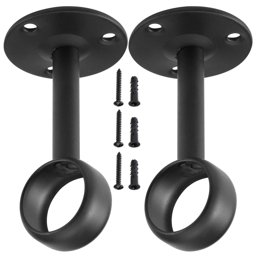 Ceiling-Mount Curtain Bracket Holders for 1 1/4-Inch Rod (8 PCS, Black)