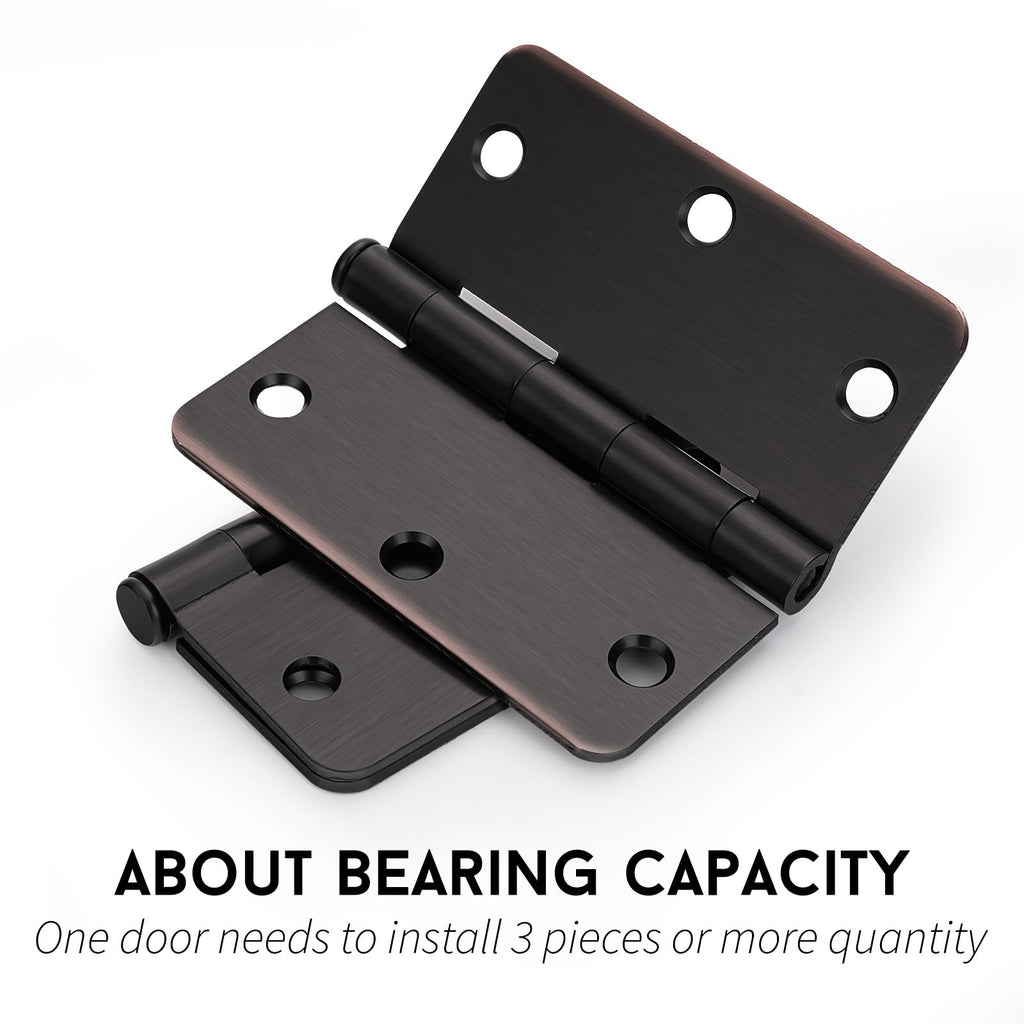 24 Pack Oil Rubbed Bronze 3.5" Door Hinges 1/4" Radius Corners