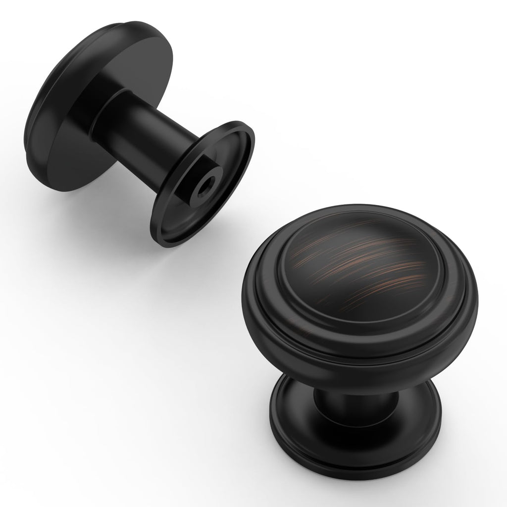 10 Pack Oil Rubbed Bronze Cabinet Knobs Single Hole Cabinet Pulls 1 Inch Drawer Knobs Cabinets ZH0086