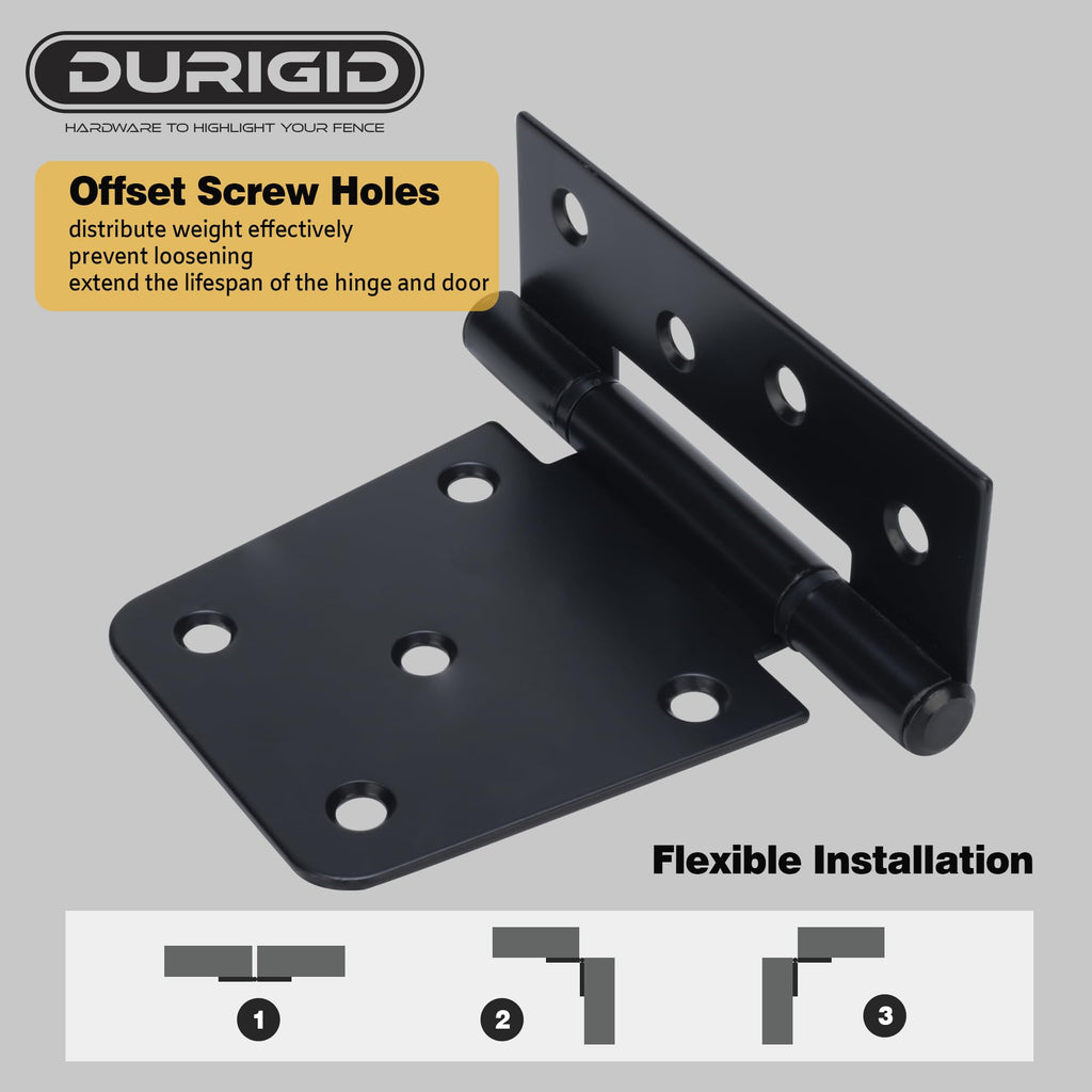 2 Pack 3-1/2 Inch Shed Door Hinges Gate Hinges, Gate Hinges Heavy Duty for Wood Fence Barn Door, Offset Screw Holes