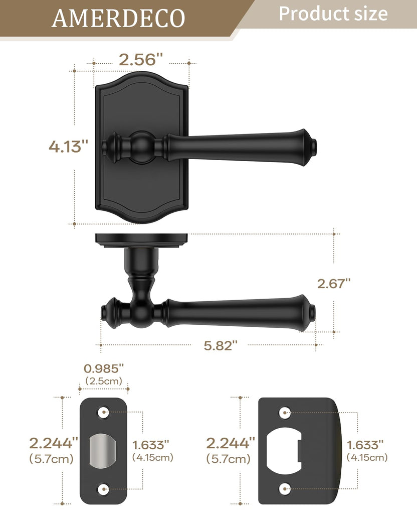 8 Pack Matte Black Passage Interior Door Handles