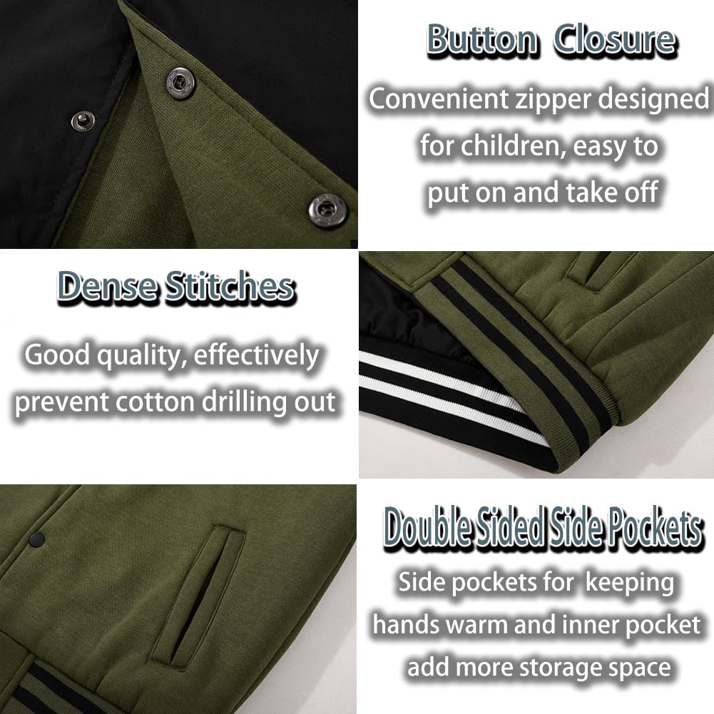Boys Bomber Jacket Reversible Flight Jackets Fall Spring Varsity Windbreaker