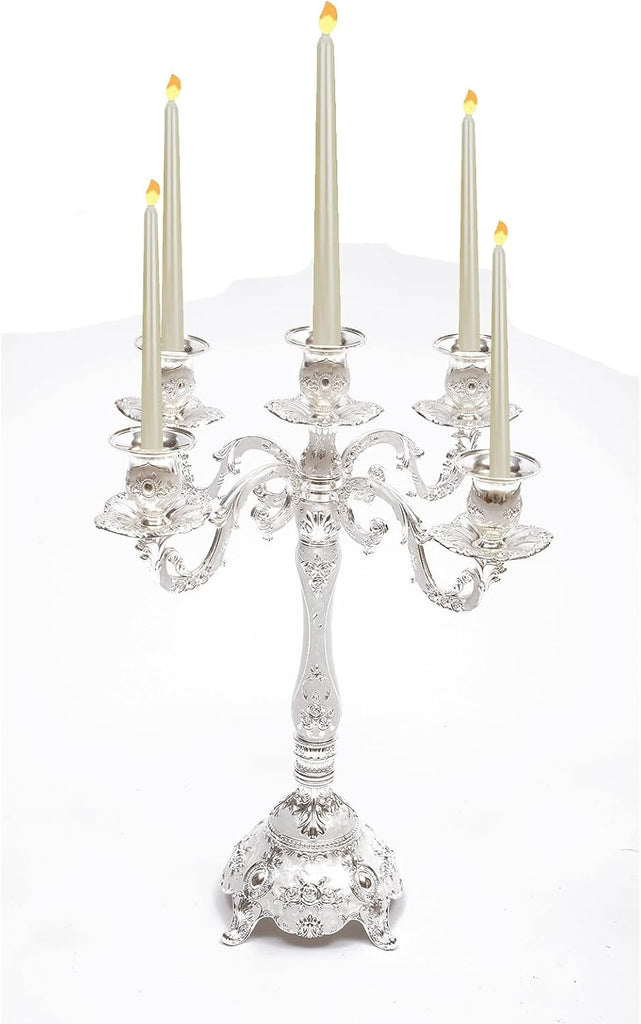 5 Arm Metal Palace Candelabra,14.5 Inch Vintage Candle Holder for Tables,Tall Candelabra Candle Standarty Events(not