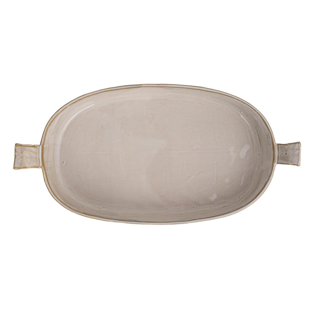 Classic Elegance Stoneware Baker with Handles, White