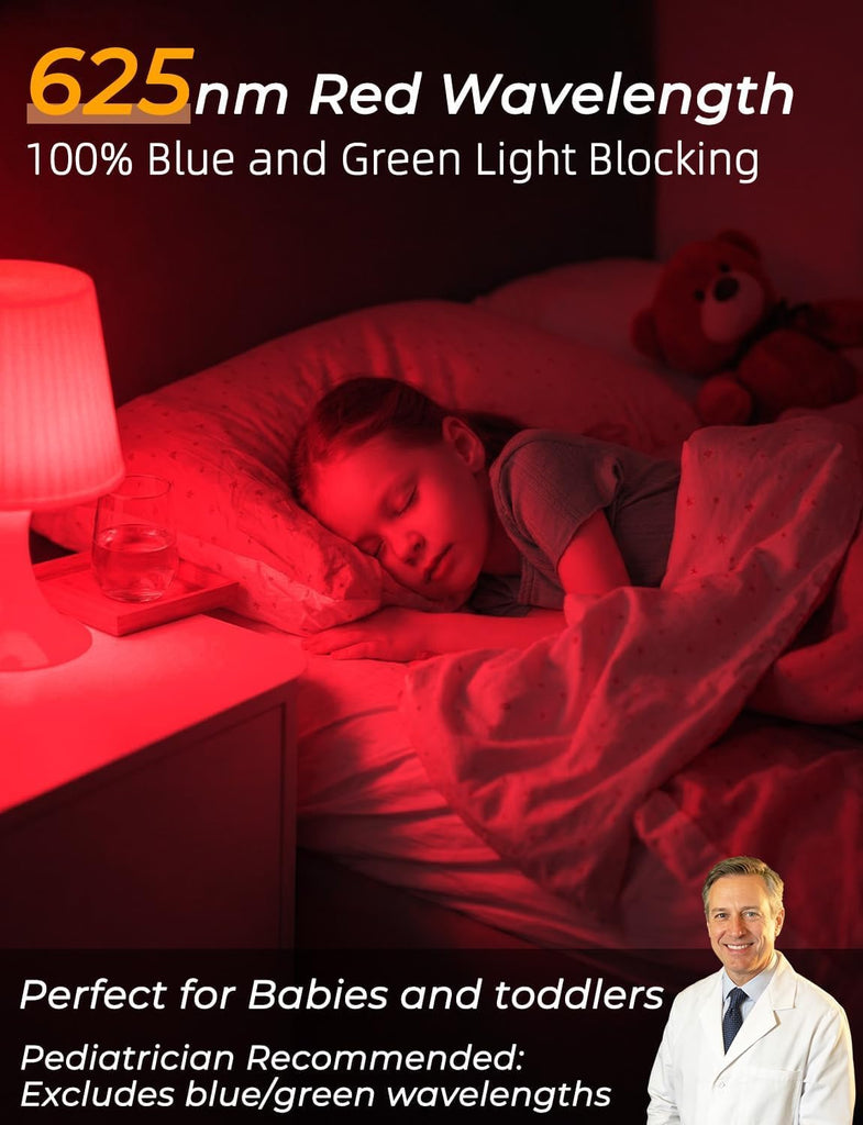 LED Red Light Bulbs for Sleep with Remote Control, E26 Circadian Light Bulb A15, 5W(40W Equivalent) for Sleep