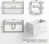 36 Inch Bathroom Vanity with Sink, Overflow, Large Storage, Wall Mounted, Floating, Modern, One-Piece Sink Basin