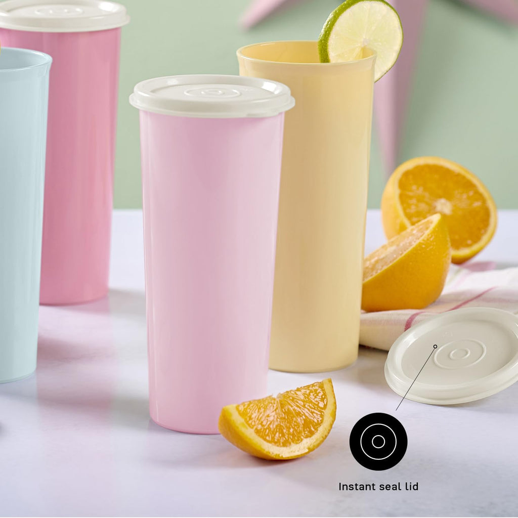 Tumbler Set in Multicolor, 12 Count, Dishwasher Safe and BPA Free (12 Tumblers, 12 Lids, 16 fl oz each)