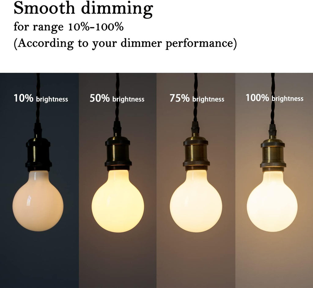 2 Pack G30 Globe LED Light Bulb, Warm White 2700K Dimmable