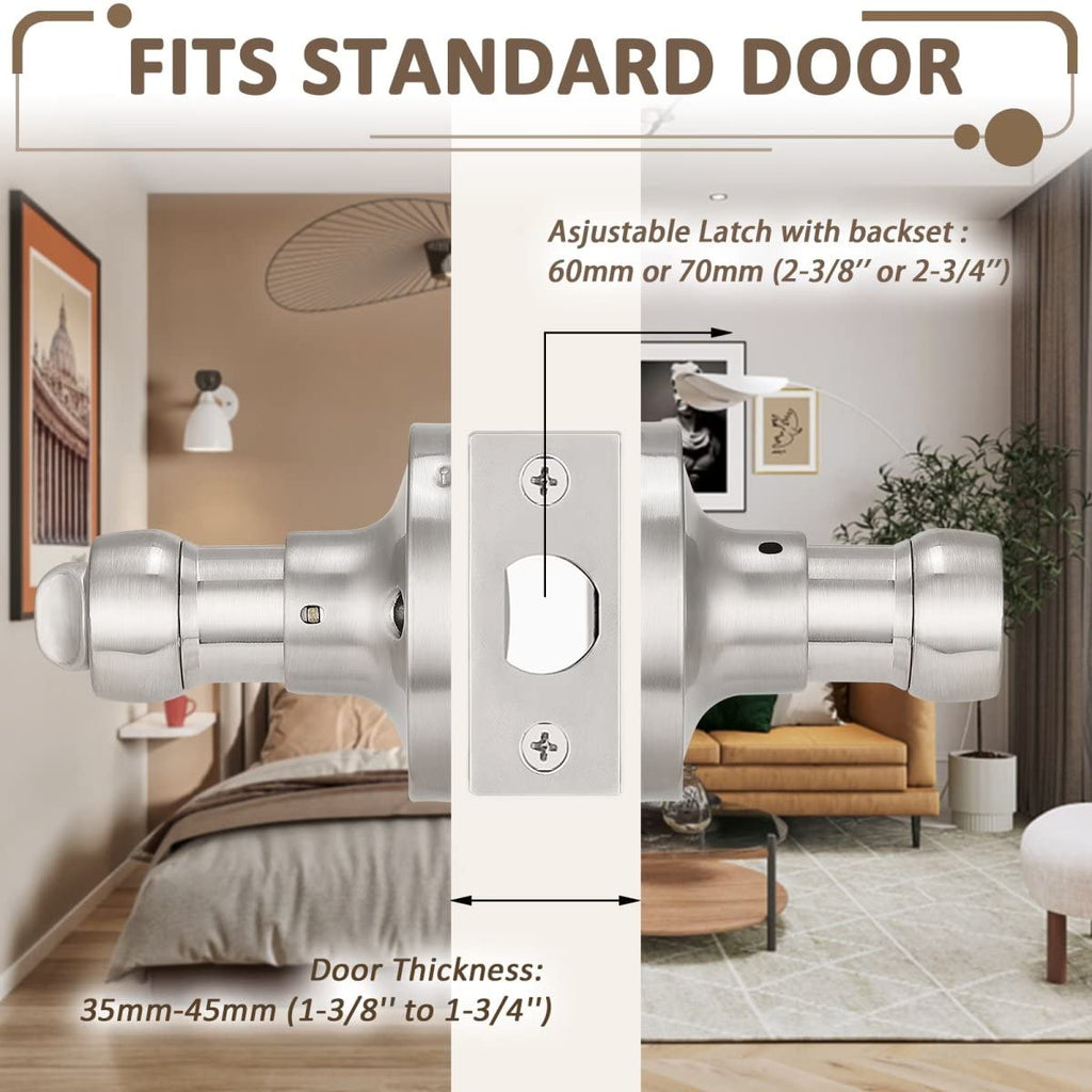 8 Pack Privacy Door Levers Keyless Door Lockset Handleset Right/Left Handed Reversible in Satin Nickel Door