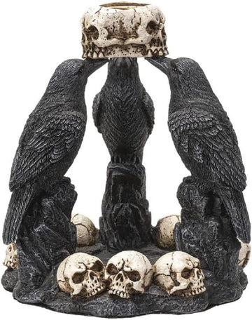 Raven Backflow Incense Burner, 5.25-inch Height, Cold Cast Resin