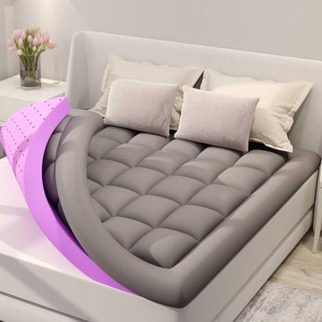 Dual Layer 5 Inch Memory Foam Mattress Topper King Size, 2 Inch Gel Memory Foam Plus 3 Inch 1450 GSM Down Alternative