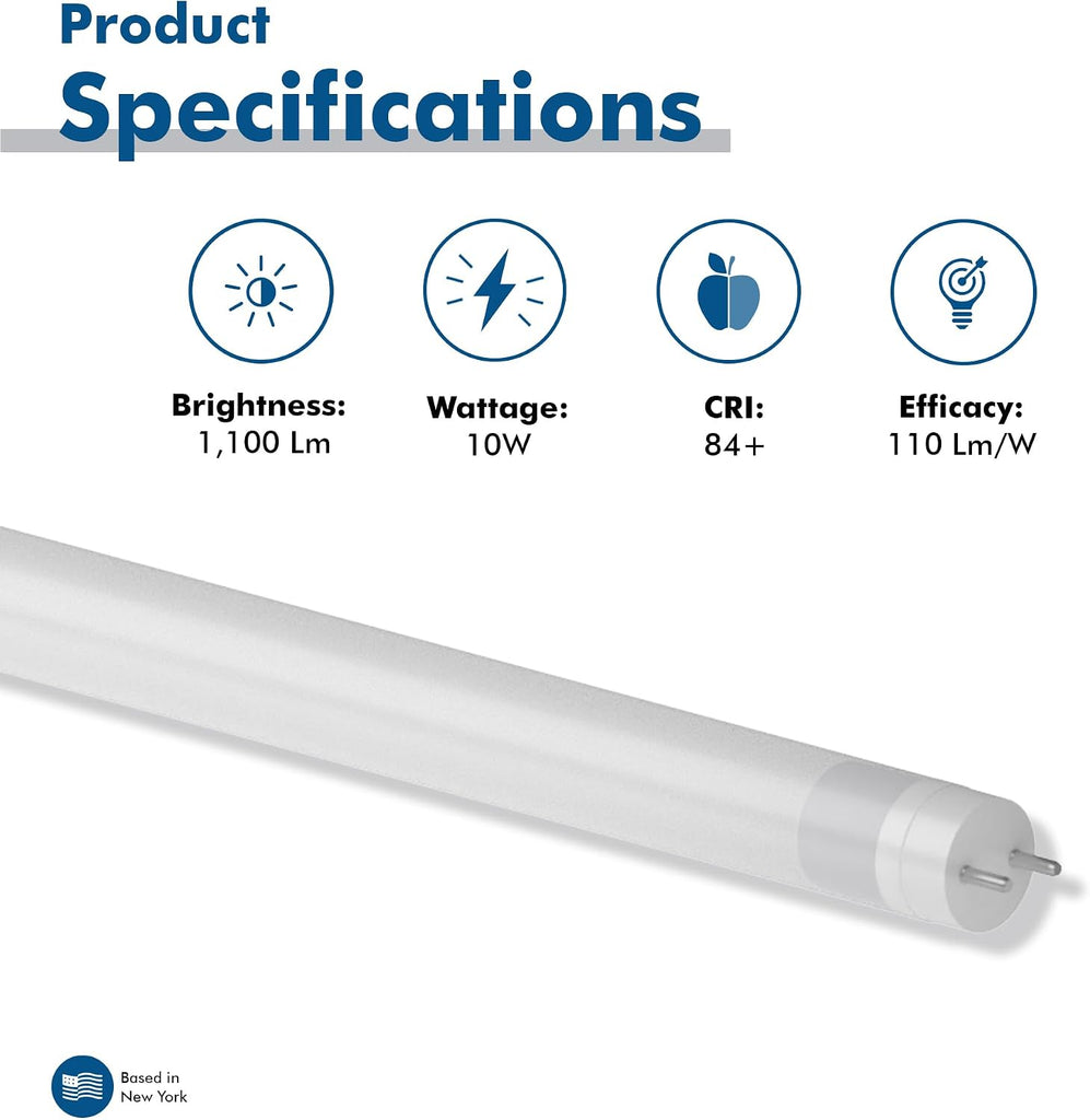 2 ft. T8 G13 LED, TLD 18W/840, Type A Plug & Play, 4100K, Frosted