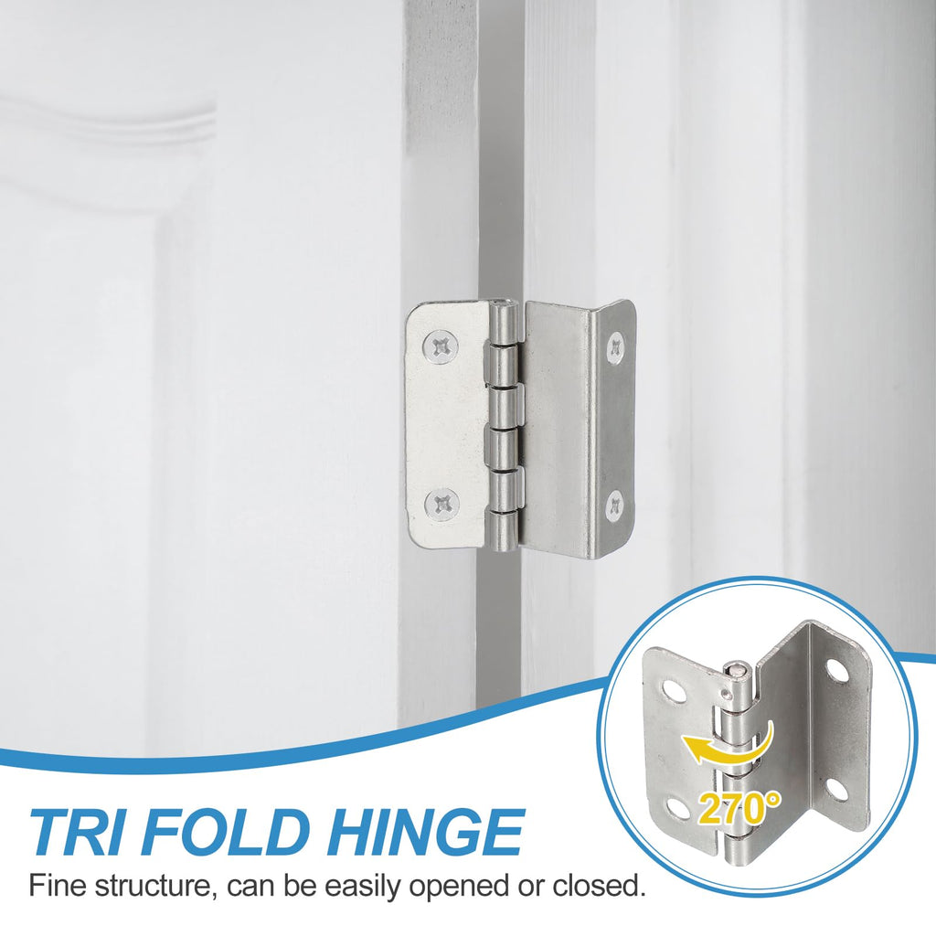 Tri Fold Hinge, Vintage Half-Surface Hinges Small Semi-Concealed Three Folding Retro Decorative Chest Hinges Hardware