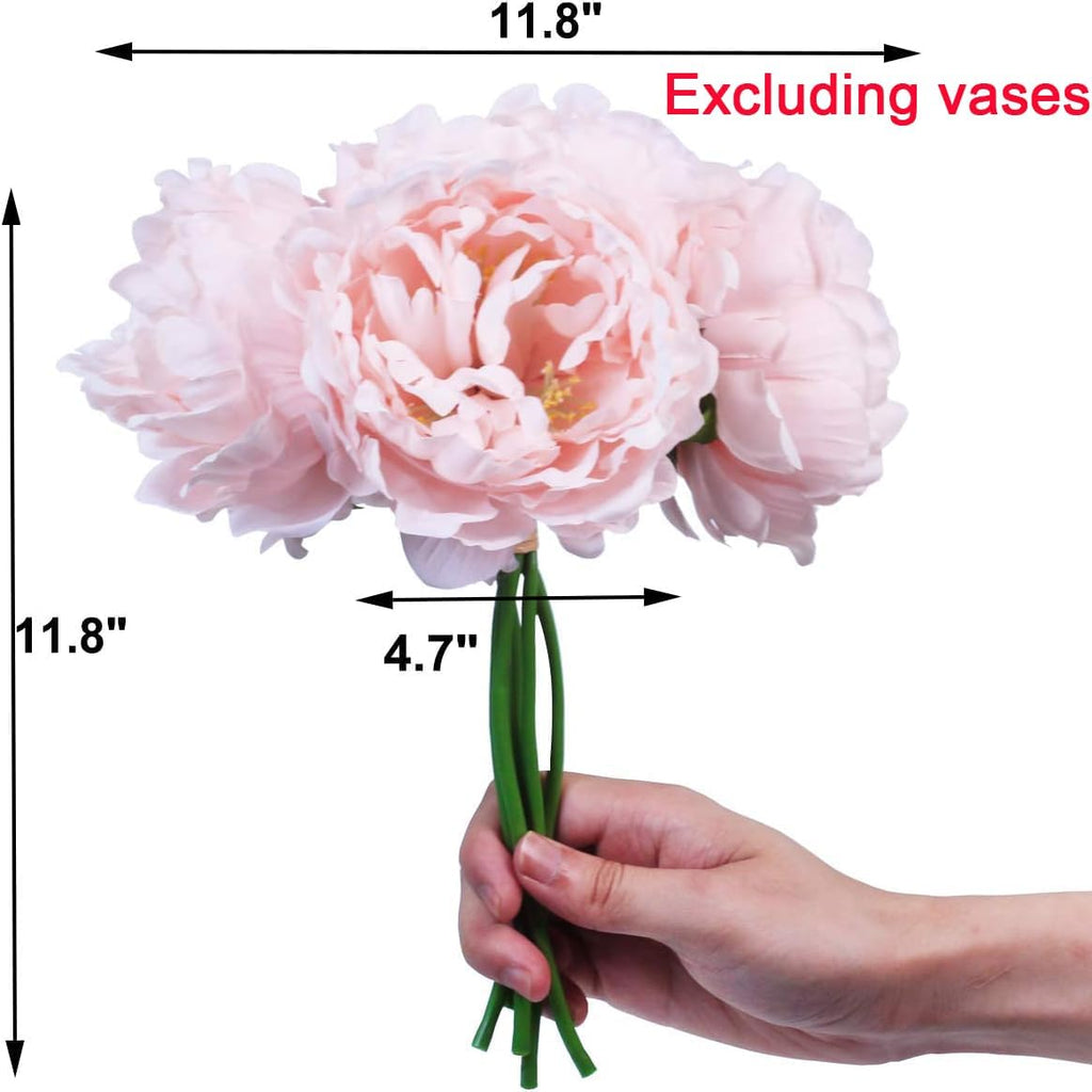Artificial Peony Decoration, Faux Peonies with Stems, Silk Flowers Bouquet for Wedding Decoration and Flower - Set of 5