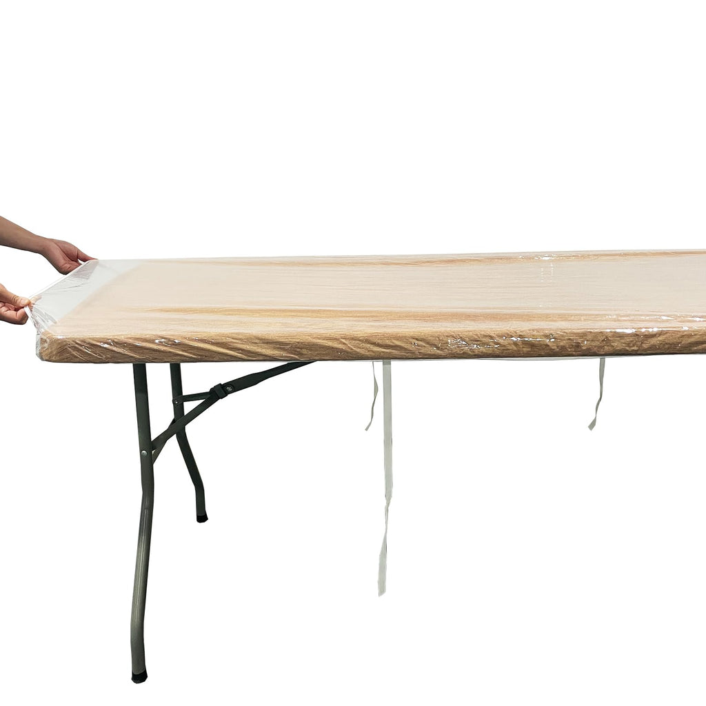 Clear Vinyl Rectangle Fitted Tablecloth Elastic Edged Table Cloth Waterproof Oil-Proof Plastic Cover