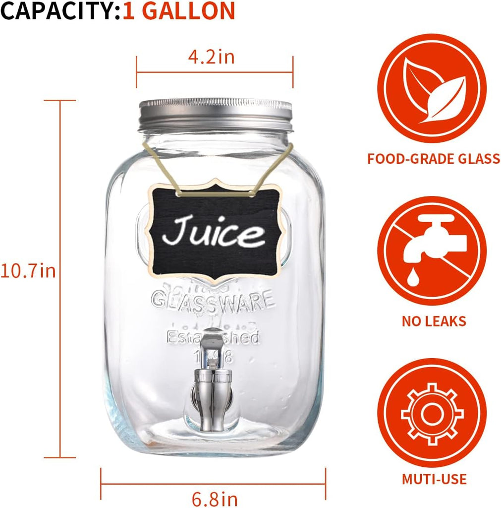 Gallon for Parties,2 Pack Beverage Dispenser with Fruit Infuser,Laundry Detergent Dispenser Punch Bowls Water Juice - Set of 2