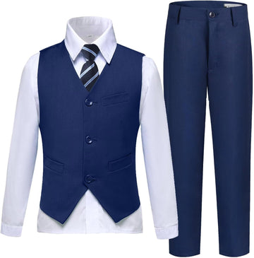 Kids Suits Tuxedo for Boys Toddler Dress Vest Pants Set Ring Bearer Outfit