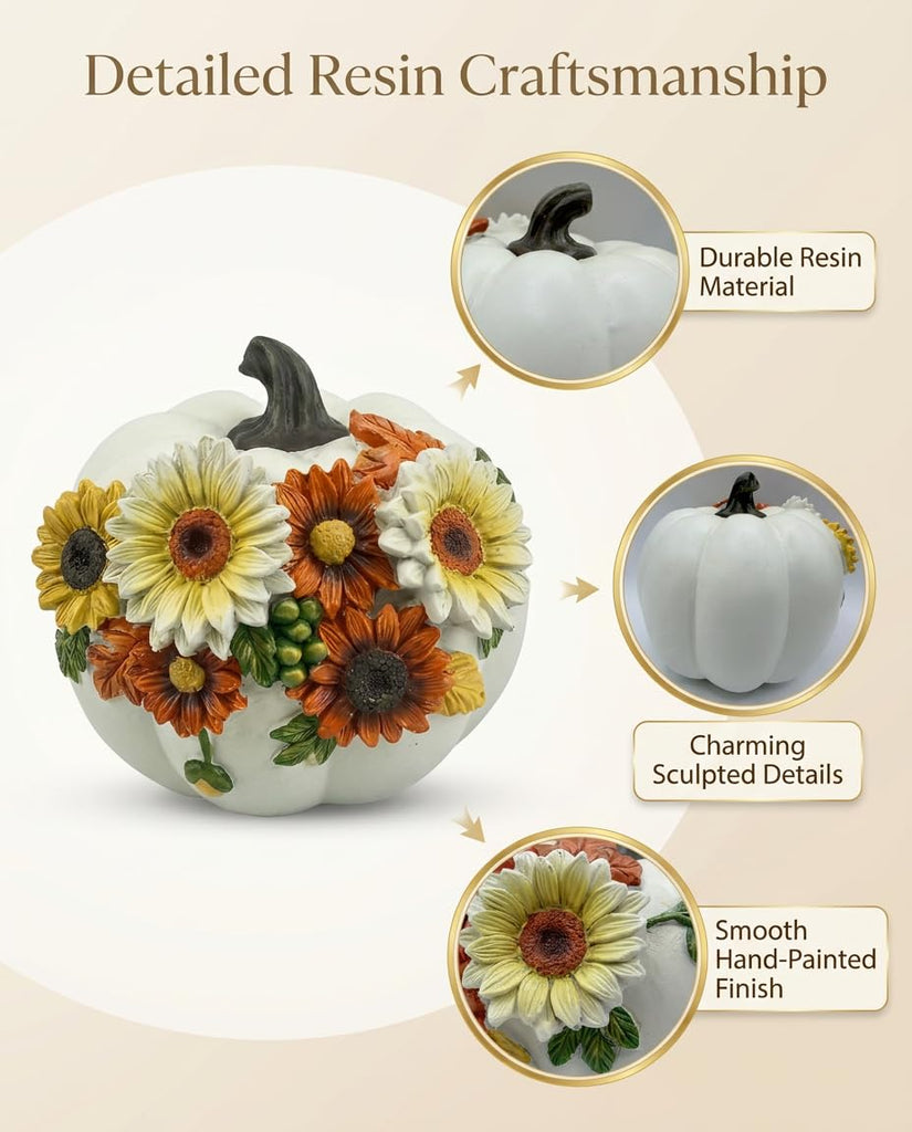 Fall Decorations Floral Pumpkin Figurine Harvest Tabletop Decor