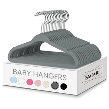50 Pack Kids Velvet Hangers 11 Inches Children's Clothes Hangers Non-Slip Baby Hangers for Infant/Toddler (Grey)