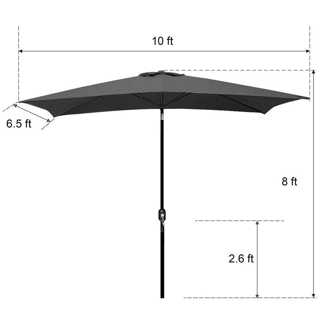 10' Rectangular Patio Umbrella Outdoor Market Table Umbrella with Push Button Tilt and Crank (Cerulean)