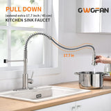 Kitchen Faucet with Pull Down Sprayer Brushed Nickel Stainless Steel 1 Handle Pull Out Spring Sink Faucets 1 Hole Or 3