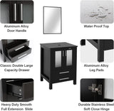 24" Modern Bathroom Vanity with Blue Glass Vessel Sink - Freestanding Cabinet with Soft-Close Door