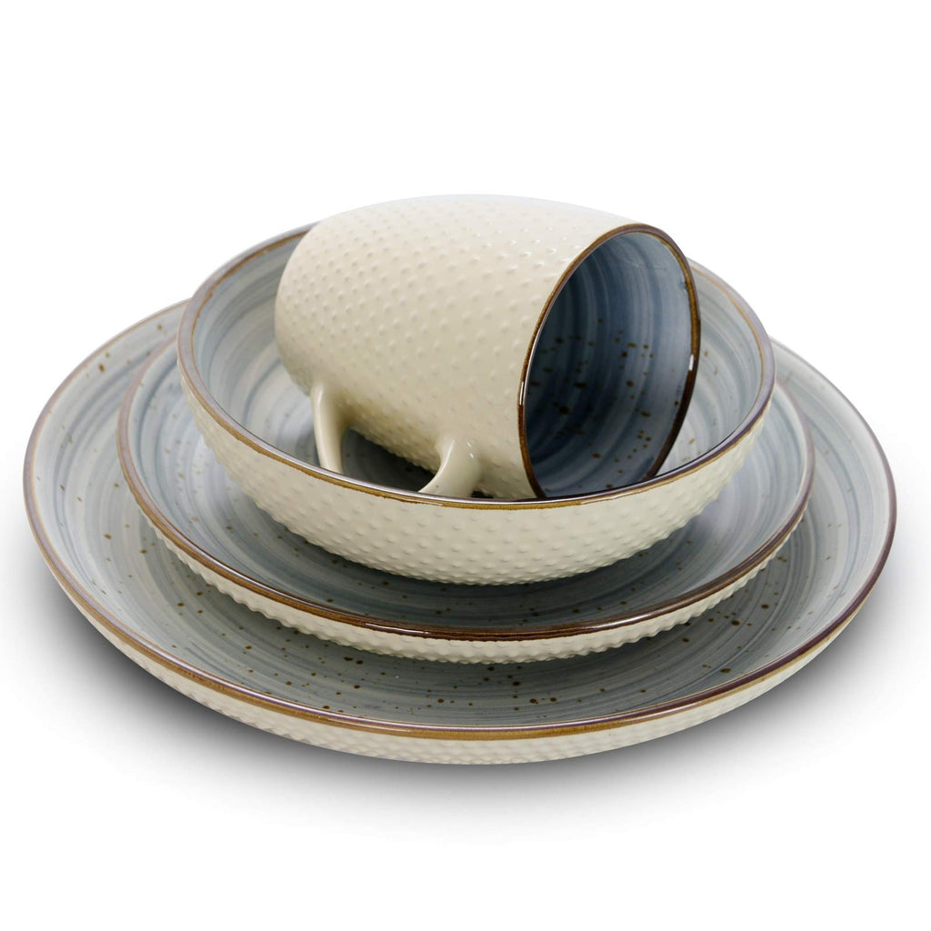 Luxurious Mellow 16Piece Dinnerware Set in Powder Blue with Complete Setting for 4