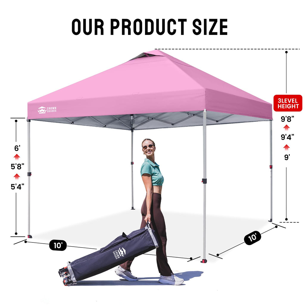 10x10 Pop Up Canopy Tent with One Push Setup, Pink
