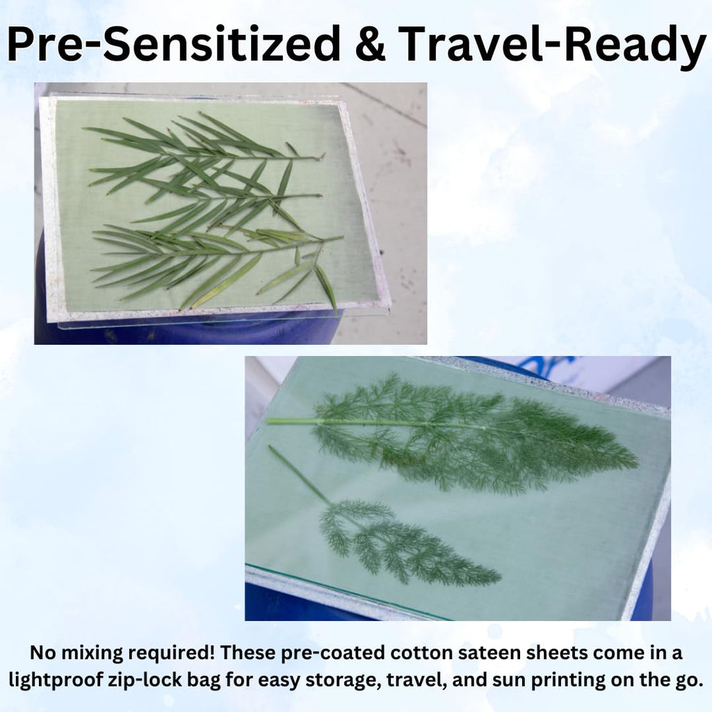 Cyanotype Fabric Sheets, Pre-Sensitized Cotton Sateen for Easy Sun Printing, Professional-Quality Fabric Sheets, Just